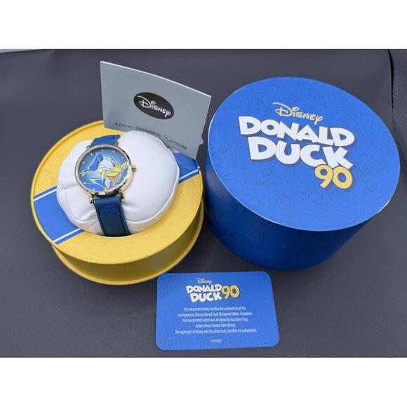 Disney Donald Duck 90th Anniversary Watch with Blue Leather Strap
